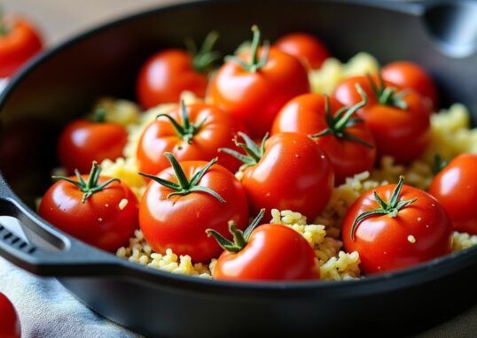 Tomates farcies au four accompagnées de riz : une recette simple et gourmande