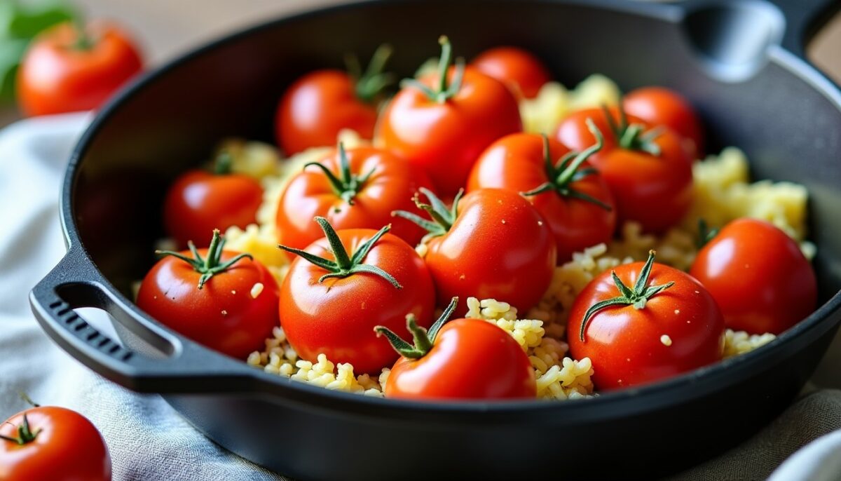 Tomates farcies au four accompagnées de riz : une recette simple et gourmande